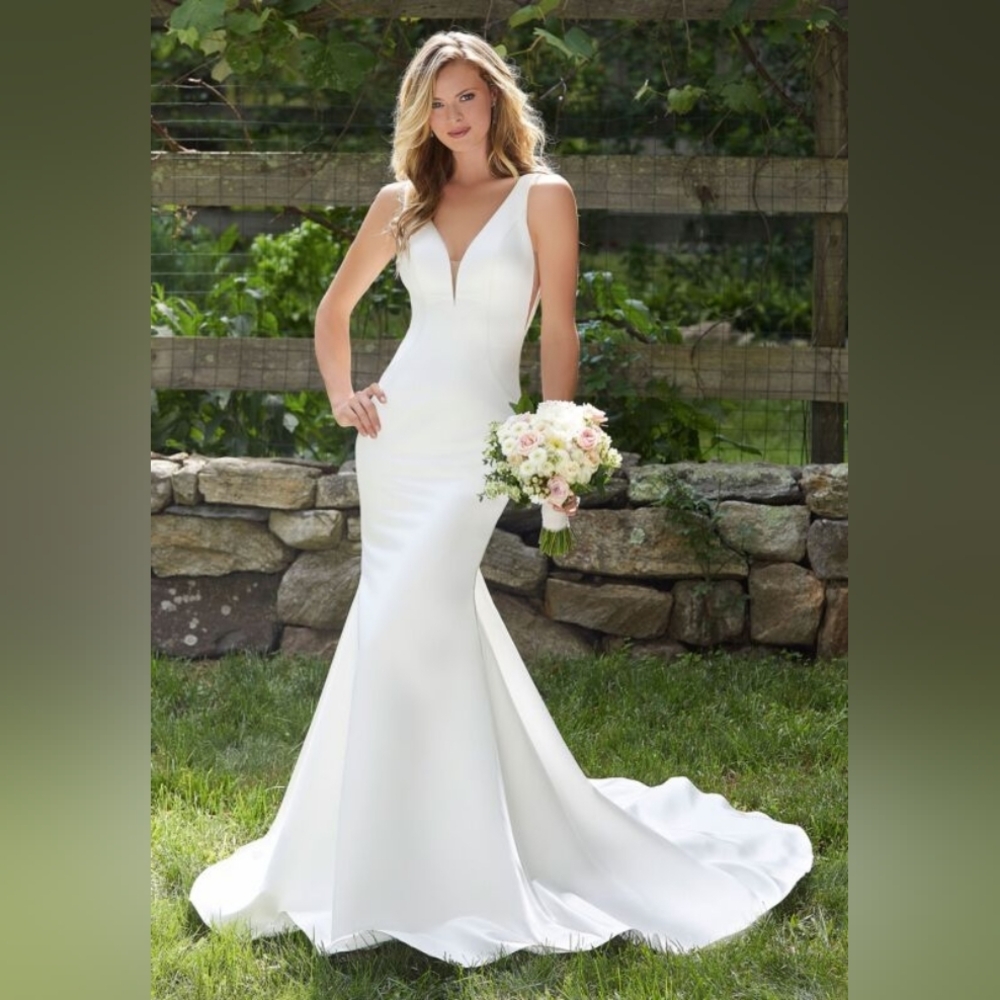 Morilee "Brooklyn" Satin Plunge Fit And Flare